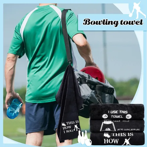 Vista 6 de Newwiee 3 toallas de boliche divertidas de Navidad con caja de regalo, toalla de boliche bordada, accesorios de regalo para hombres, papá, novio