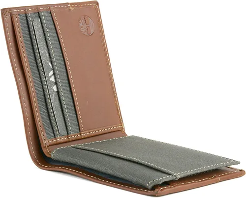 Vista 17 de Timberland Cartera de lona de cuero Baseline para hombre con bolsillo abatible adjunto