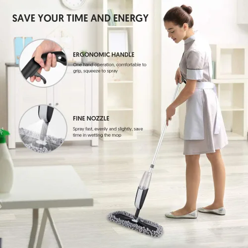 Vista 2 de MANGOTIME - Mopa de microfibra con aerosol para limpieza en seco/húmedo de pisos de azulejos, laminados, madera dura, polvo de cocina, 3