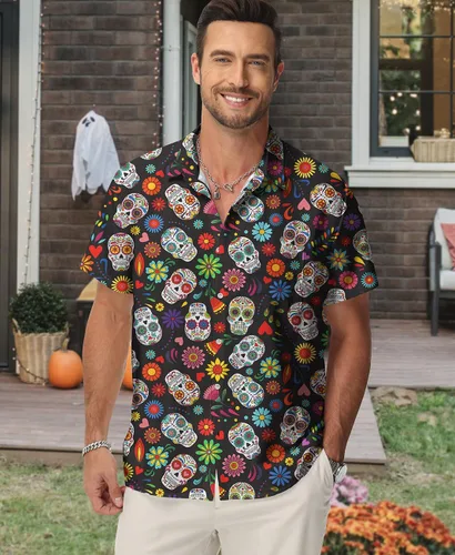 Vista 81 de KYKU - Camisa hawaiana funky para hombre, ropa tropical para vacaciones en Palm Beach