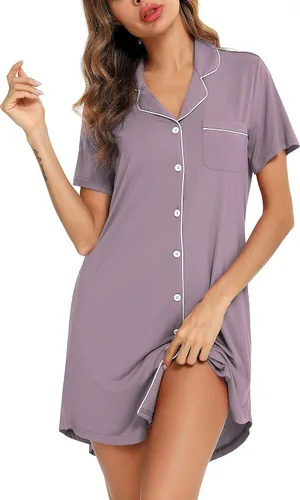 Vista 2 de Senert Nightgowns for Women ShortLong Sleeve Sleep Shirt Button Down Night Gowns Maternity Pajamas Nursing Dress Sleepwear