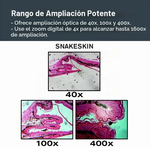 Vista 5 de Celestron – Microscopio digital LCD II – Pantalla de 3.5" – Cámara de 5MP – Aumento de 40x–1600x – Cabezal giratorio – Tarjeta SD incluida – Salida