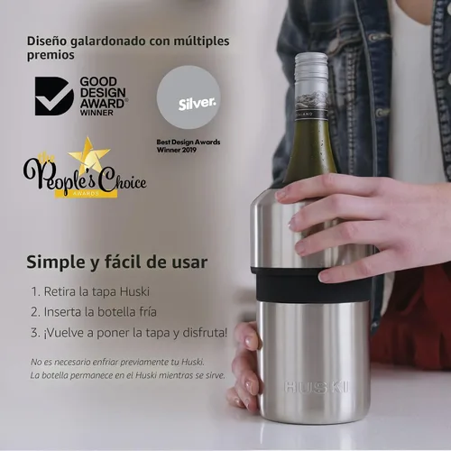 Vista 3 de Huski Enfriador de vino Diseño galardonado sin hielo Mantiene el vino frío hasta 6 horas Accesorio para vino Cubo de hielo de próxima