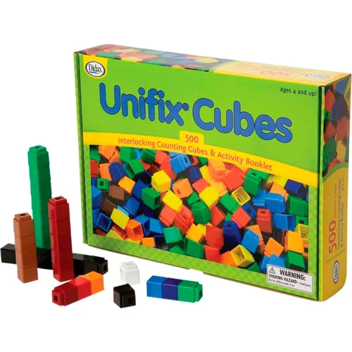 Vista 2 de Unifix Cubes caja de 500 cubitos de varios colores.
