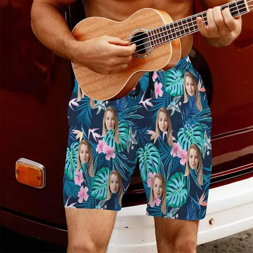 Vista 2 de YESCUSTOM Camisa personalizada de manga corta con botones para hombre con foto, cara, imagen, texto, camisas hawaianas tropicales para hombre