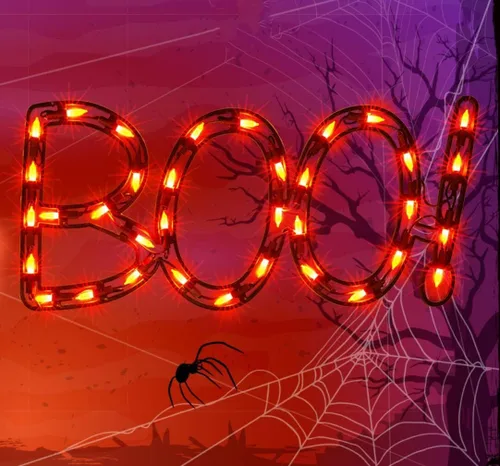 Vista 8 de LAMPHOME Decoraciones de Halloween – Silueta de ventana, linterna iluminada, telaraña, calavera, gato para fiesta, hogar, interior, adornos de mesa