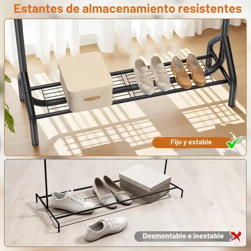 Vista 4 de EAGMAK Perchero de ropa de doble barra con capacidad de carga de 622 LBS, perchero resistente para colgar ropa, perchero de 82.68 pulgadas de alto