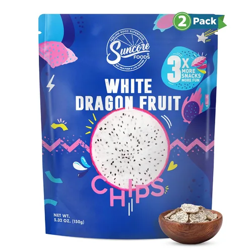 Vista 10 de Suncore Foods Papas fritas de fruta de dragón blanco, aperitivo crujiente de pitaya, 5.32 onzas, paquete de 1 Chips de fruta de dragón blanco