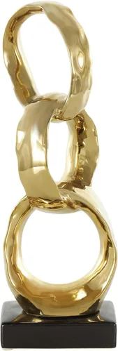Vista 10 de Deco 79 Escultura abstracta de cerámica, escultura 11 "x 5" x 5 ", oro