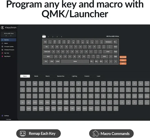 Vista 2 de Keychron K6 Pro Teclado mecánico inalámbrico personalizado, macro programable QMK/Launcher, interruptor marrón Keychron K Pro intercambiable