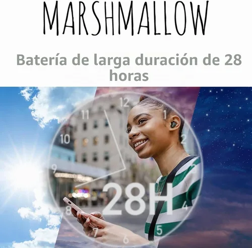 Vista 5 de JVC Marshmallow - Auriculares inalámbricos Bluetooth 5.3 con batería de 28 horas, auriculares de espuma viscoelástica para comodidad durante todo