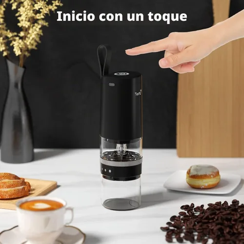Vista 3 de Molinillo de café, molinillo de granos de café portátil eléctrico, molinillo de rebabas ajustable con 5 ajustes precisos de molienda para verter