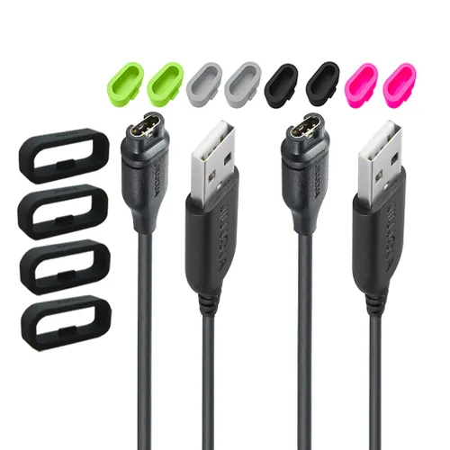 Vista 6 de Paquete de 2 cargadores para Garmin vivoactive 4S/Rey/Captain Marvel/Appraoch X10, cable de sincronización de datos con clip de carga, añade 4