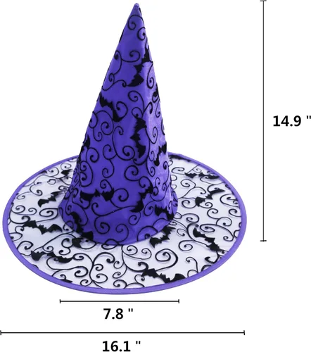 Vista 6 de Hooin Sombrero de brujas - Halloween, paquete de 2 (negro y morado)