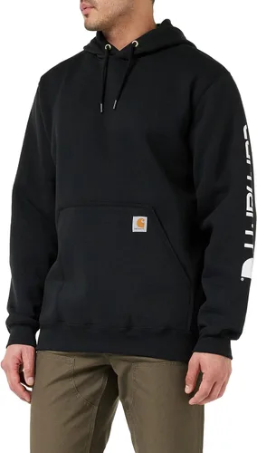 Vista 3 de Carhartt Sudadera con Gráfico de Logo en Manga de Peso Medio y Ajuste Holgado para Hombre Negro