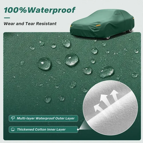 Vista 2 de GUNHYI - Funda para coche impermeable para todo tipo de clima, funda completa de 16 capas de alta resistencia para exteriores con ventilaciones
