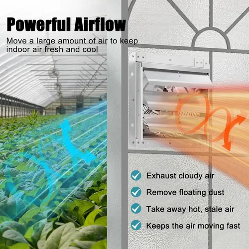 Vista 6 de Ventilador de escape de obturador de 10" 820 CFM, ventilador montado