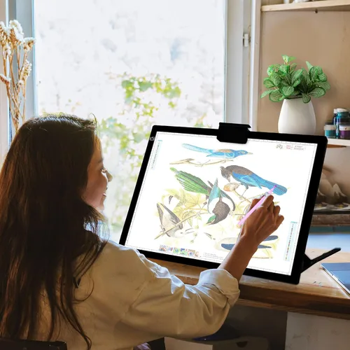 Vista 7 de Mlife Almohadilla de luz A3, caja de luz de batería integrada, temperatura de 3 colores, brillo continuo, tablero de luz LED recargable para trazar