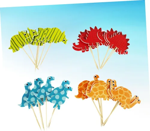 Vista 4 de 96pcs Dinosaur Cake Toppers Birthday Party Dessert Decorations