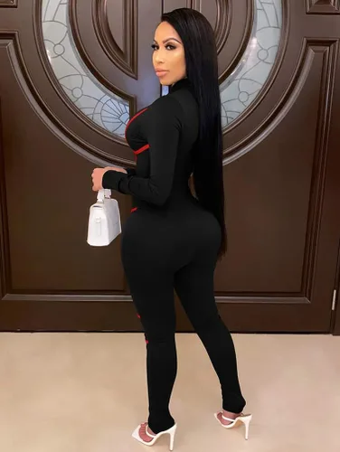 Vista 3 de XXTAXN Enterizo sexy de manga larga con costuras para mujer