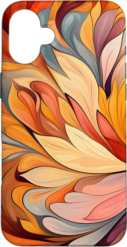 Vista 23 de iPhone 12 Pro Max Remolinos florales abstractos Funda de colores cálidos de otoño