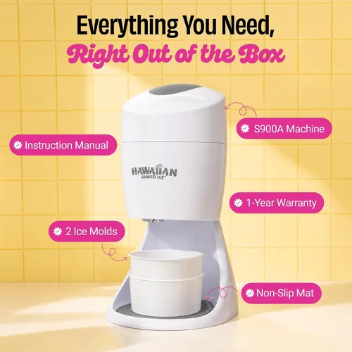 Vista 9 de Máquina de raspado de hielo Hawaiian Shaved Ice S900A Máquina eléctrica de cono de nieve, bebidas heladas y granizados con 2 tazas reutilizables