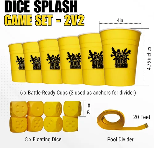 Vista 7 de Juego de billar competitivo para adultos, 2 a 4 jugadores, juego de dados flotantes de gran tamaño con tazas y divisor de 20 pies, juego de fiesta