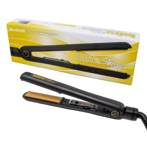 Vista 9 de Plancha plana mediana original, 1 pulgada, color negro, placas flotantes de cerámica para un cabello suave, brillante y sin encrespamiento