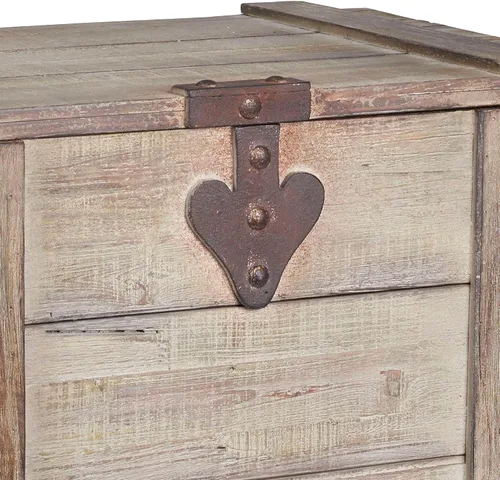 Vista 4 de Household Essentials Baúl decorativo de estilo victoriano, acabado en madera envejecida y acentos metálicos, con tapa completamente abierta y asas