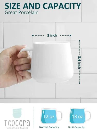 Vista 3 de Teocera Juego de 4 cuencos para pasta de 35 onzas y tazas de café de 12 onzas