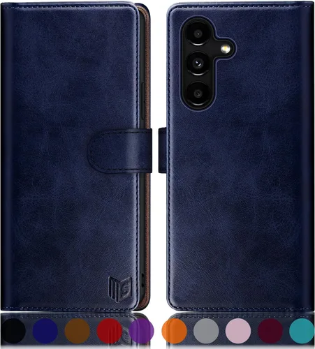 Vista 16 de SUANPOT Funda tipo cartera para Samsung Galaxy S24 5G con bloqueo RFID, tarjetero de crédito, funda protectora de piel sintética con tapa para Negro