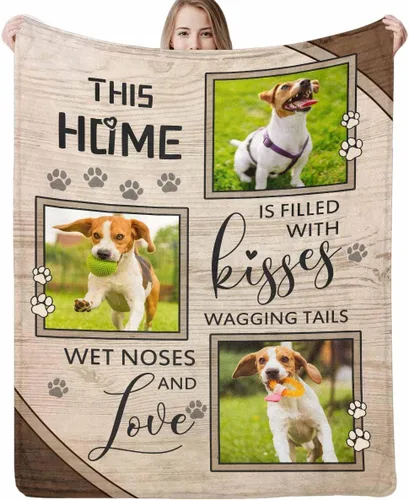 Vista 8 de Manta personalizada con imagen, mantas de memoria personalizadas para perros, hechas en Estados Unidos, imagen personalizada para pérdida de 1 Foto