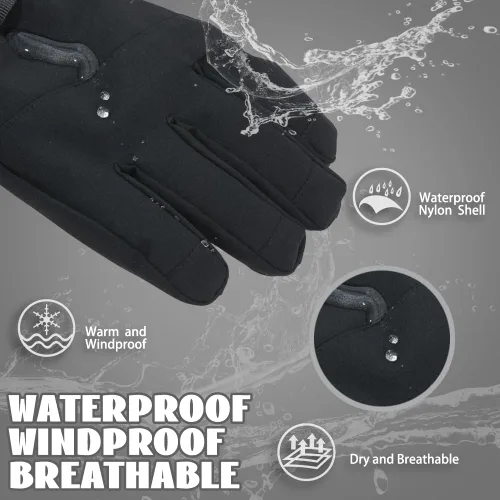 Vista 2 de Ixsun Guantes de esquí para hombres y mujeres, bolsillo con cremallera, suaves, cálidos, impermeables, resistentes al viento, adecuados para esquís
