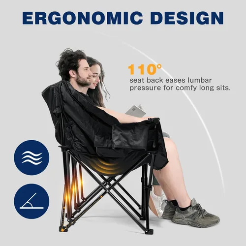 Vista 4 de apollo walker Silla de Campamento Doble de Gran Tamaño para 2 Personas - Sofá de Campamento Extra Ancho y Resistente de 600 libras con Portavasos