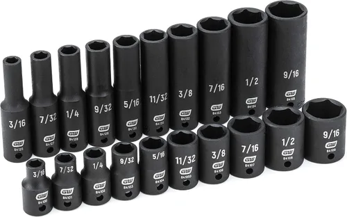 Vista 2 de GEARWRENCH Juego de llaves de vaso de impacto estándar y profundo, SAE - 84900 de 20 piezas de 1/4 pulgadas