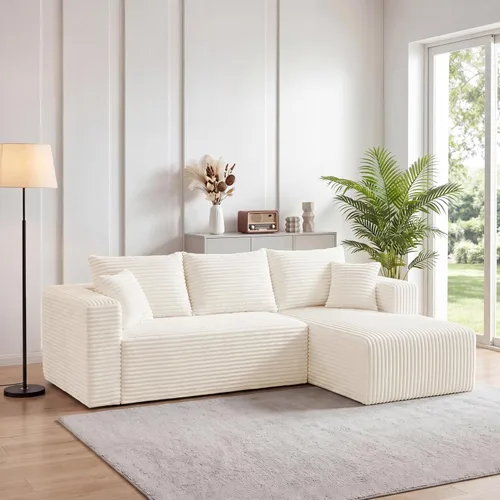 Vista 14 de Sofá modular deshuesado de 118 pulgadas con diván y otomano de pana de gran tamaño en forma de U, sofá de nube para asiento profundo para sala
