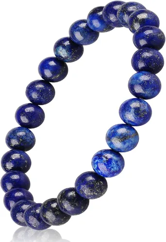 Vista 5 de Pulsera de lapislázuli hecha a mano, pulseras de piedras preciosas de cristal de chakra de la amistad, pulsera de protección con cuentas