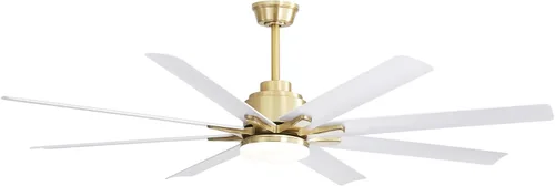 Vista 9 de Sofucor Ventilador de techo de 66 pulgadas con luces y control remoto, ventilador de techo de granja reversible, motor de corriente continua, aspas