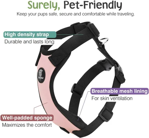 Vista 2 de VavoPaw Cinturón de seguridad para perro, arnés de coche con hebilla ajustable para perros, cinturón de seguridad de nailon para vehículos, cinturón