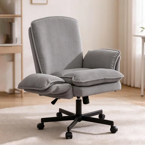 Vista 12 de Silla Criss Cross con ruedas y reposabrazos, cómoda silla de escritorio Verde