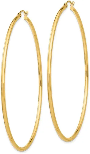 Vista 2 de Roy Rose joyas oro amarillo de 14K arete de aro 70mm. Longitud