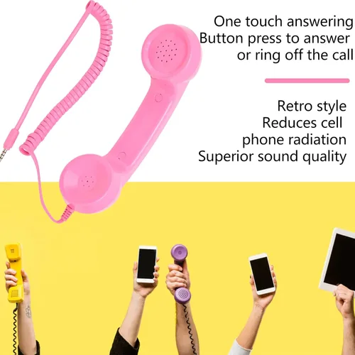 Vista 4 de Teléfono retro de 0.138 in, micrófono para teléfono celular, micrófono para teléfono móvil, receptor de teléfono celular Mini receptor de mano