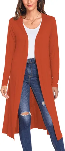 Vista 16 de Bluetime Women Open Front Maxi Cardigan Negro