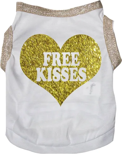 Vista 7 de Petitebella 'Free Kisses' - Camisa para perro con corazón (negro/dorado, talla XS)