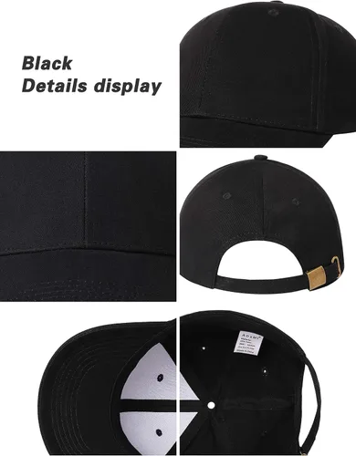 Vista 2 de AOSMI Paquete de 3 gorras de béisbol de algodón liso ajustable talla única que se adapta a la mayoría de gorras de bola de equipo en blanco