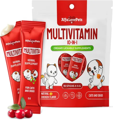 Vista 10 de Multivitamínico líquido para perros – Multivitaminas para gatos de interior – 10 en 1 vitaminas líquidas para perros complejo B, C, D3 – Digestión