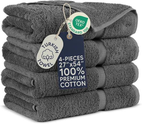 Vista 16 de Towel Bazaar Juego de toallas de 8 piezas, 100% algodón turco, color negro