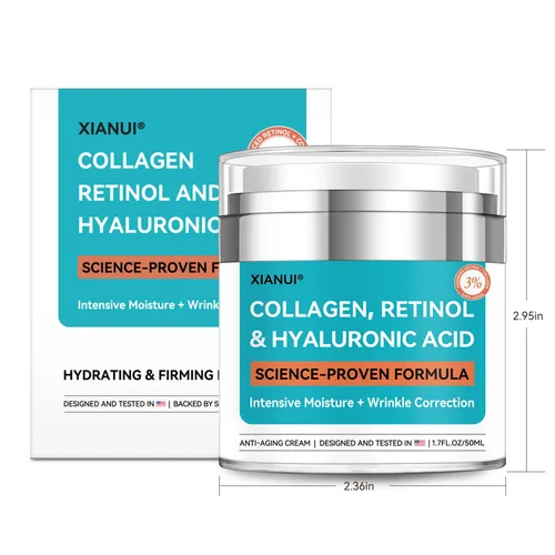 Vista 9 de Crema facial de retinol con colágeno y ácido hialurónico, hidratante facial antienvejecimiento y reafirmante para mujeres y hombres, crema de noche