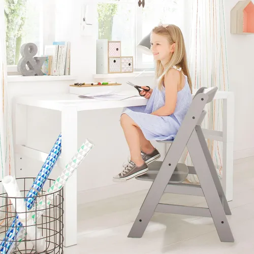 Vista 3 de hauck Alpha+ Grow Along - Trona elevada de madera de haya maciza con asiento ajustable, arnés de seguridad de 5 puntos y barra de parachoques