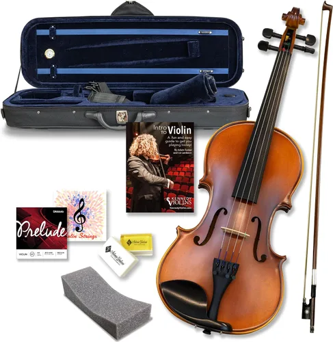 Vista 10 de Violín Bunnel G1 de tamaño 1/2 con estuche de transporte y accesorios incluidos - Madera maciza de arce y accesorios de ébano de Kennedy Violins